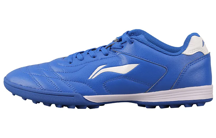 Li Ning TF Turf Artificial Turf Cushioning Slip Resistant Abrasion Resistant Lightweight Soccer Shoes Men's Blue White