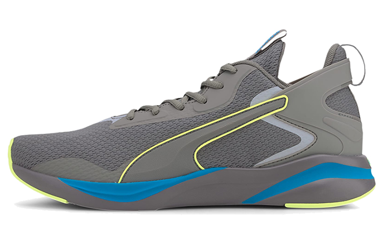 PUMA Softride Rift Tech Cushioning Abrasion Resistant Lightweight Low top Casual Shoes Men's Gray Yellow Blue