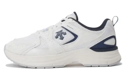 DESCENTE Monster Run Synthetic Leather Cushioning, Wear Resistant Low top Casual Shoes Unisex White Blue