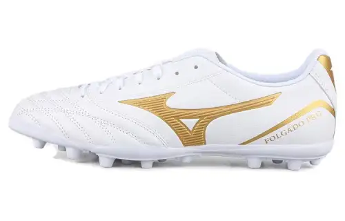 Mizuno Pro AG Artificial Ground Abrasion Resistant Breathable Soccer Shoes Men's White Gold