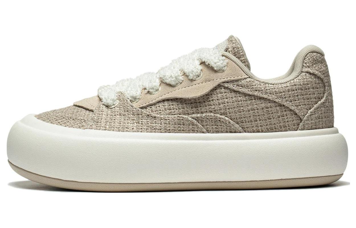Li Ning Cream Puff Platform Slip Resistant Abrasion Resistant Low top Casual Shoes Women's Brown