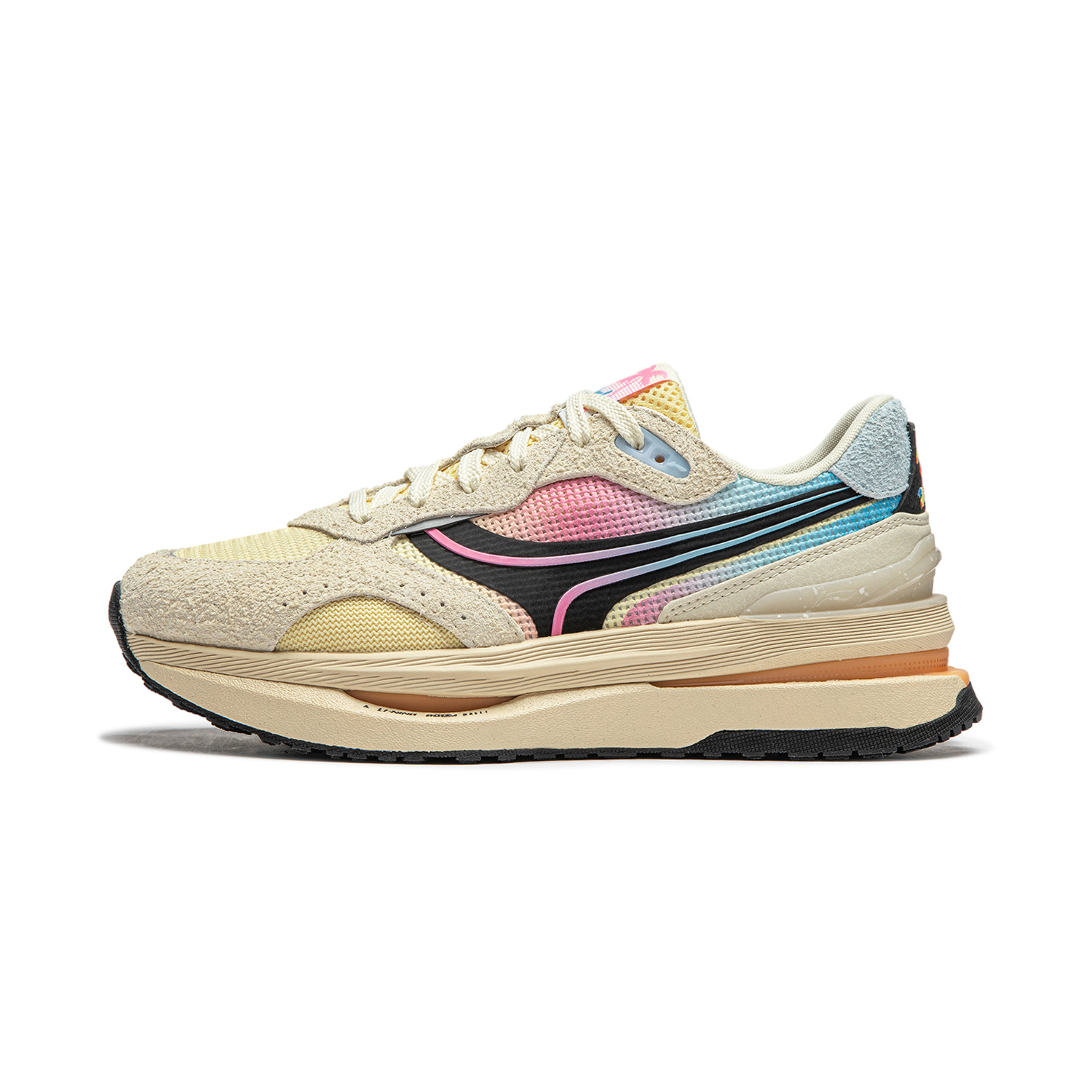 Li Ning Zhongning M1000 Casual Shoes Women's Low Top Milk Cake Yellow/Black/Light Banana Yellow