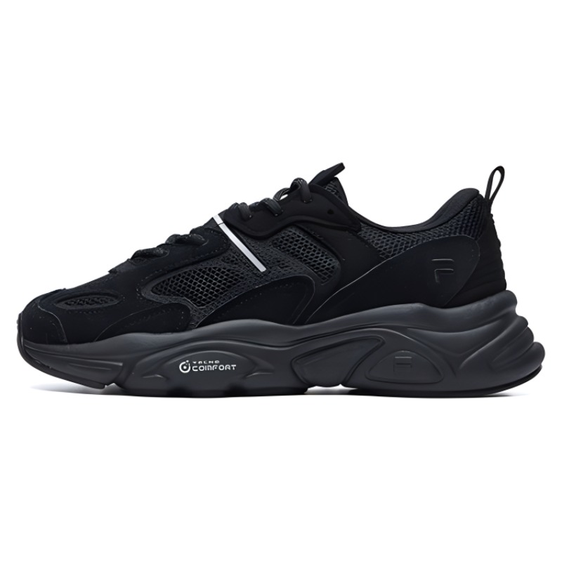 FILA Fila Mars 2 Mars 2.0 fabric, synthetic leather, suede, comfortable and simple, shock-absorbing and wear-resistant, low-cut lifestyle shoes, women's black