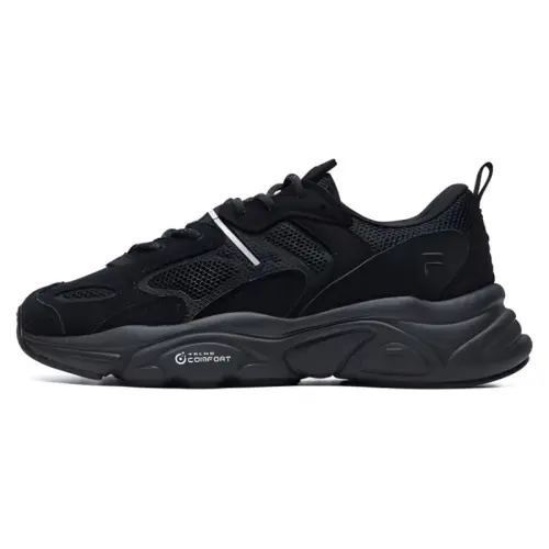 FILA Fila Mars 2 Mars 2.0 fabric, synthetic leather, suede, comfortable and simple, shock-absorbing and wear-resistant, low-cut lifestyle shoes, women's black