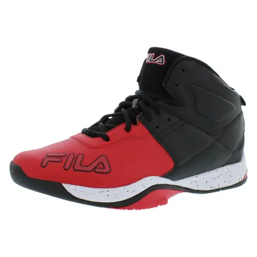 FILA Abrasion Resistant Lightweight Wear resistant And Lightweight Mid top Casual Shoes Men's Black Red