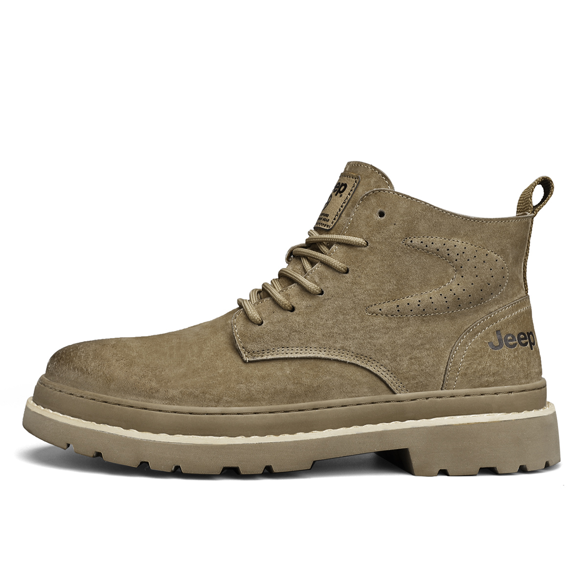 Jeep Split Pig Leather Short Combat Boots Unisex Brown