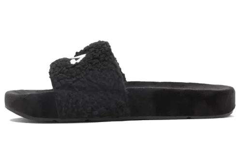 FILA Drifter Fuzzy Slide Slippers Unisex Black Korean Style
