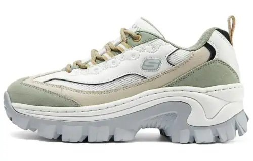 Skechers Street Textile, Artificial Leather Low top Casual Shoes Women's White Green Gray