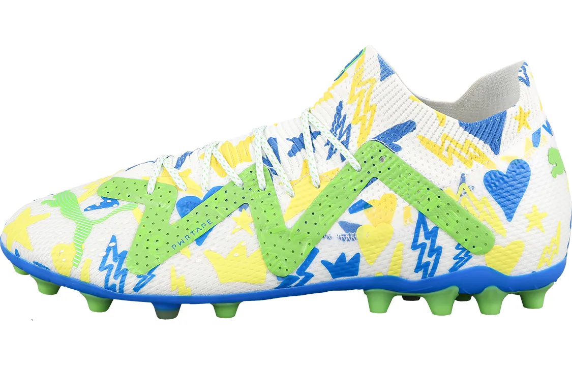 PUMA Future Ultimate MG Multi Ground Abrasion Resistant Breathable Soccer Shoes Men's White Yellow Green