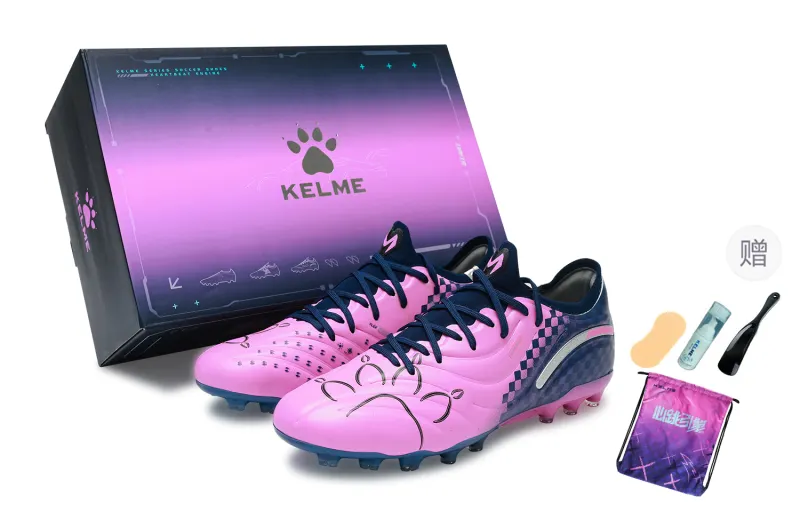 KELME Master 2.0 Heartbeat Engine PRO sub-top touch-type game training MG (glue short nails) shock-absorbing wear-resistant rebound football shoes men and women same style dark blue fluorescent powder