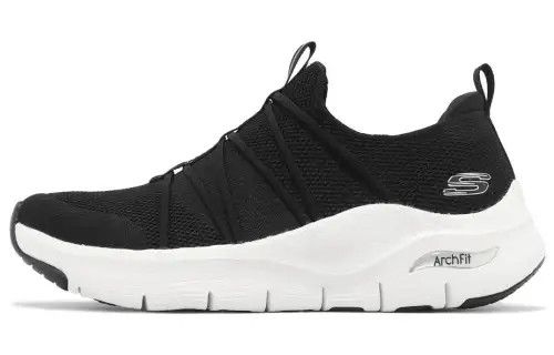 Skechers Arch Fit All Tied Abrasion Resistant Breathable Low top Casual Shoes Women's Black