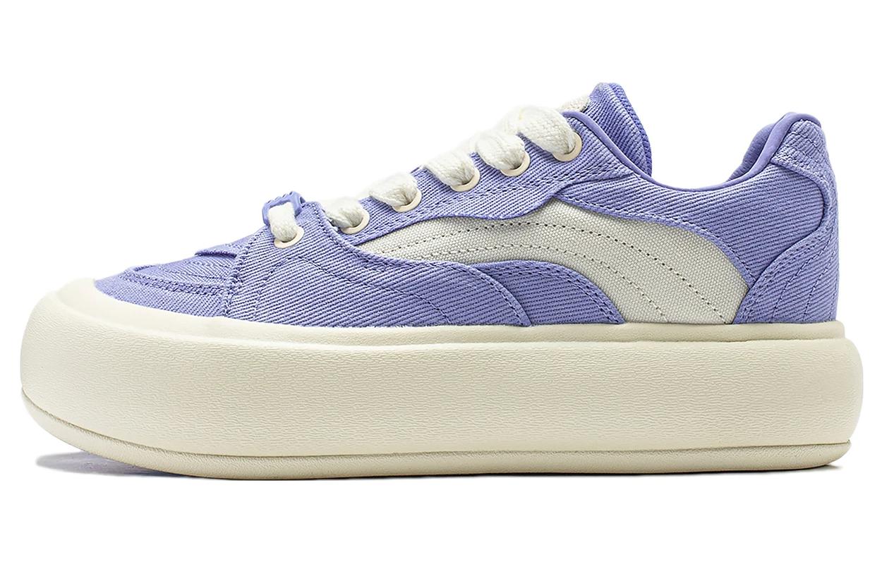 Li Ning Cream Puff Platform Slip Resistant Low top Casual Shoes Women's Purple White
