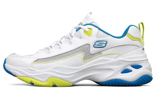 Skechers D'Lites 4.0 Textile, Artificial Leather Low top Casual Shoes Men's White Yellow Blue