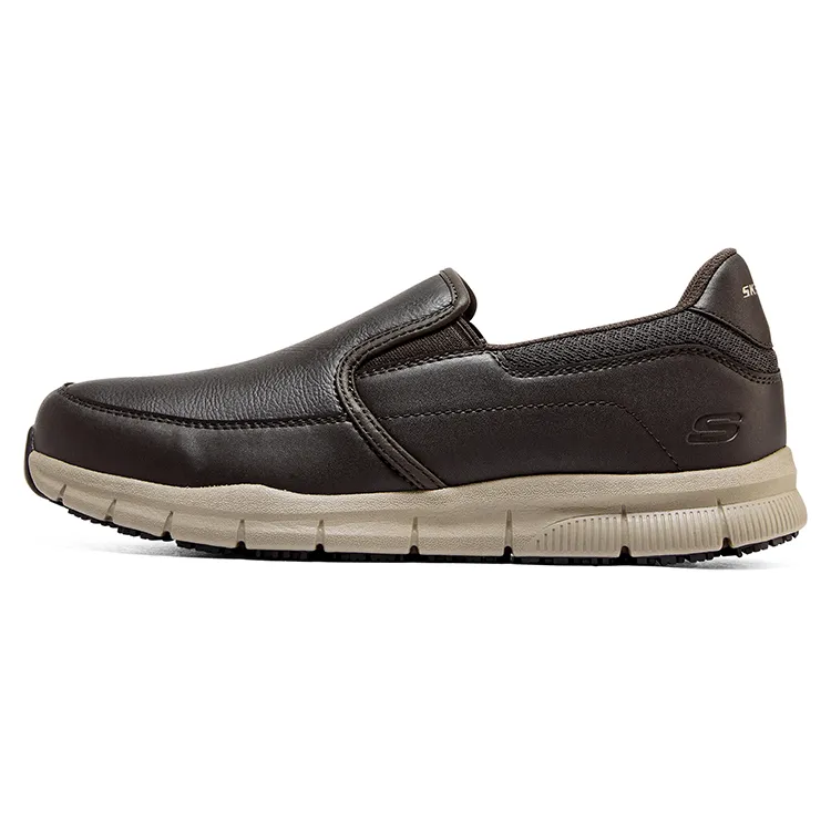 Skechers Relaxed Fit Work Slip on Business Soft Sole Commute Low top Casual Shoes Men's Chocolate