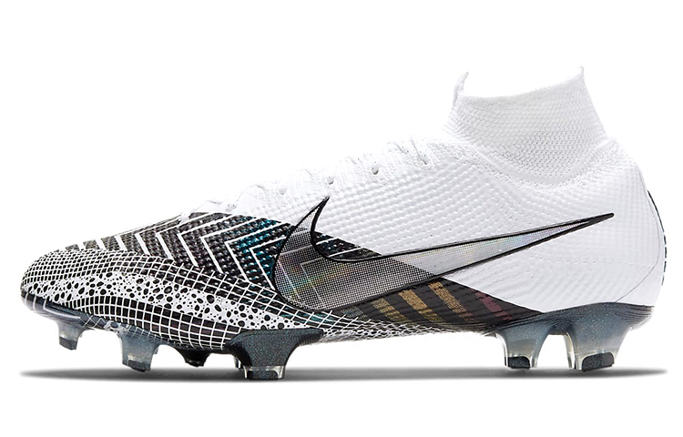 Nike Mercurial Superfly 7 Elite MDS round head FG (glue spikes) natural grass fabric shock-absorbing anti-slip support balance football shoes men and women same style white and black