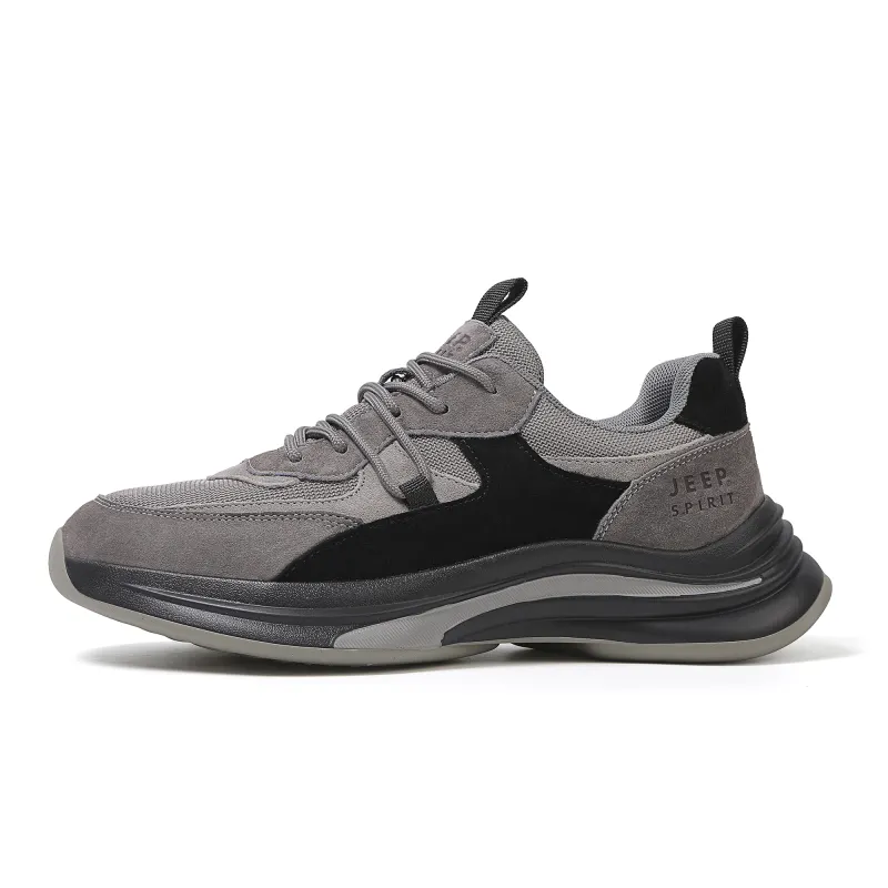 JEEP SPIRIT Breathable, Abrasion Resistant, Lightweight, Height Increasing Low top Casual Shoes Men's Ancient City Gray