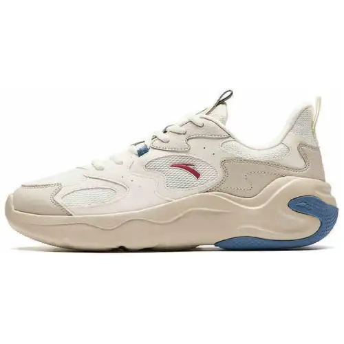 Anta Slip Resistant Abrasion Resistant Low top Casual Shoes Men's White Beige Blue