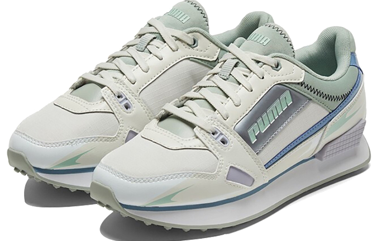Женские кроссовки PUMA Mile Rider (фиолетовый / хаки / белый / синий / серый) — фото 3