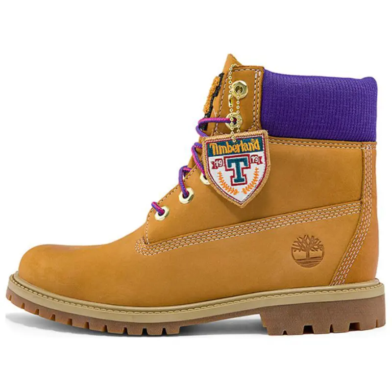 Timberland 6 Inch Heritage Cupsole Wide Fit Boots 'Wheat Nubuck With Purple' Women's