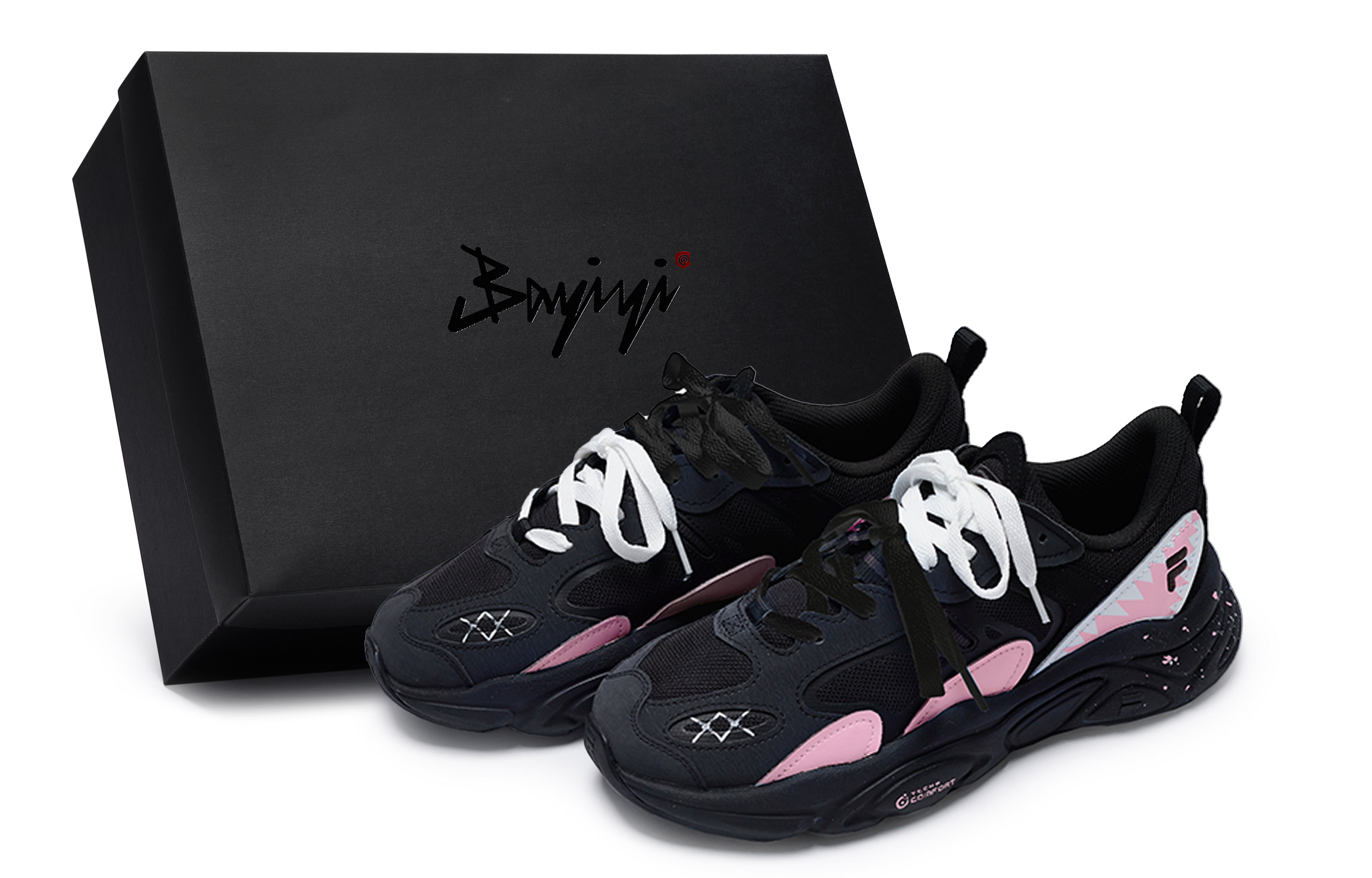 FILA Mars 2 Mars 2.0 811 Manufacturing, Tidal Pink, Special Shoe Box Low top Casual Shoes Men's Black Pink White