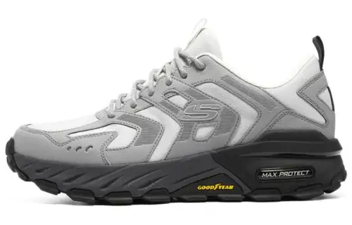 Skechers Max Protect Leather Low top Casual Shoes Men's White Gray