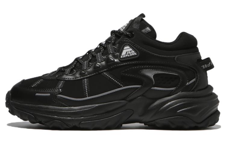 FILA Explorer Rock Blunt Textile, Leather Low top Casual Shoes Unisex Black Korean Style