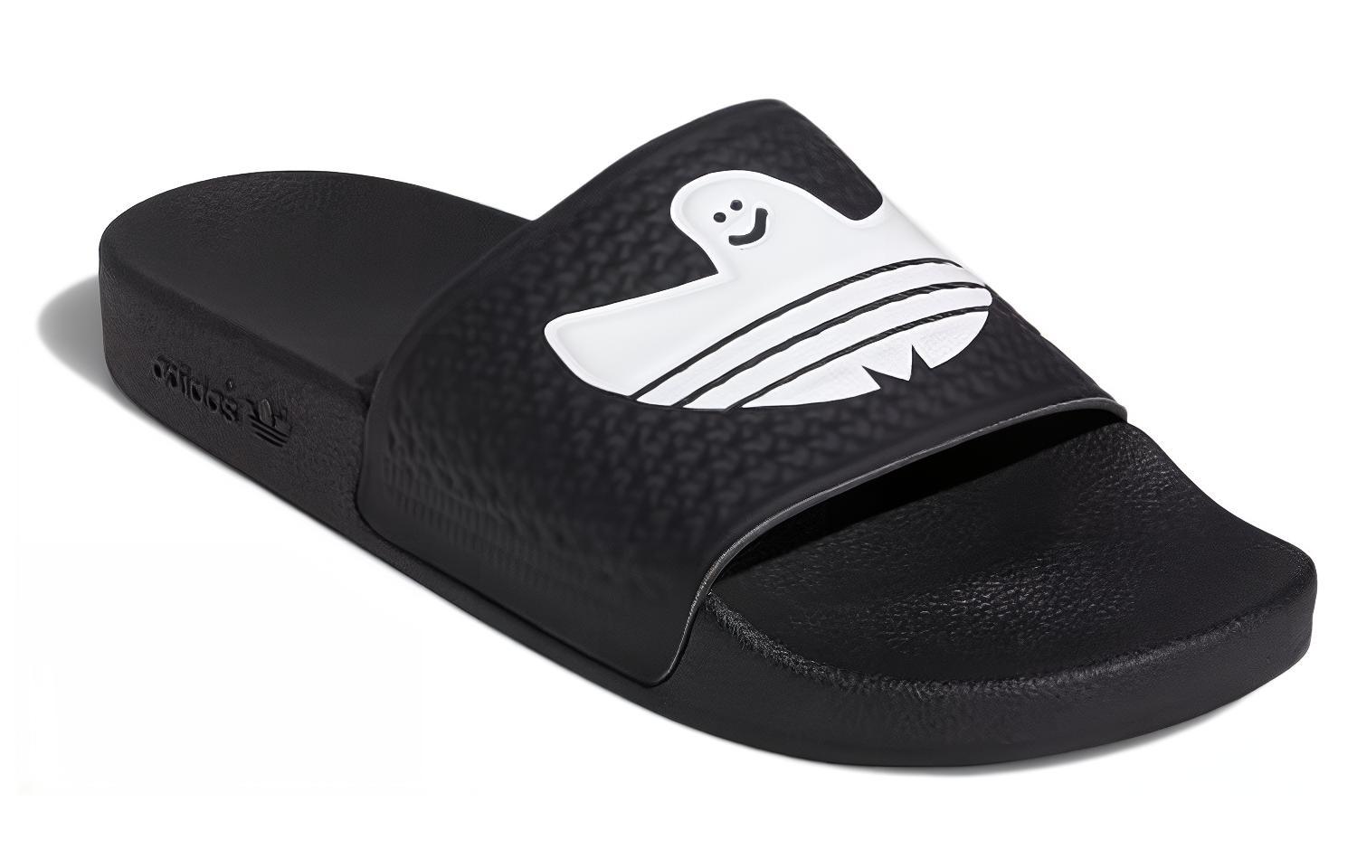 Шлепанцы adidas originals Shmoofoil Slides (черно-белые) — фото 3