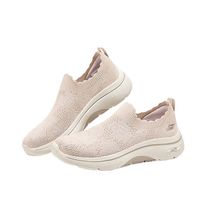 Skechers GO Walk Arch Fit 2.0 Comfortable Cushioning Low top Casual Shoes Women’s Beige Pink