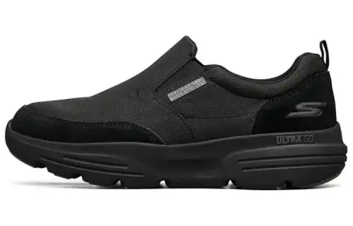 Skechers Go Walk Outdoor Relaxed Fit Canvas Slip on Low top Sports Casual Shoes All Black