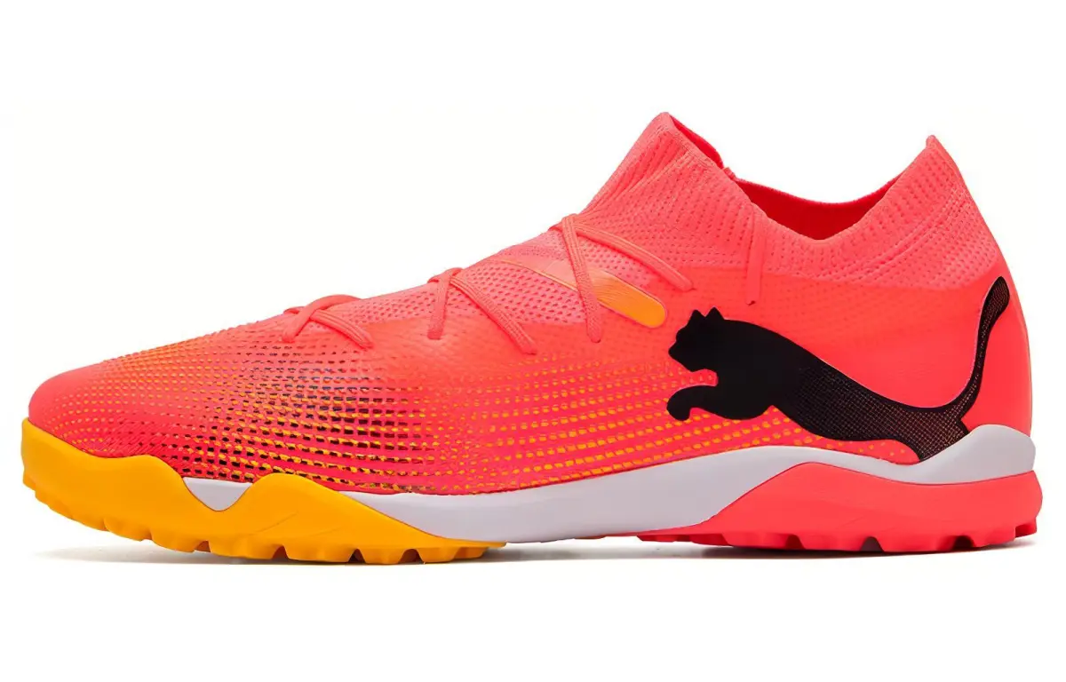 PUMA Future TT Turf Cushioning Abrasion Resistant Soccer Shoes Men's Red Yellow