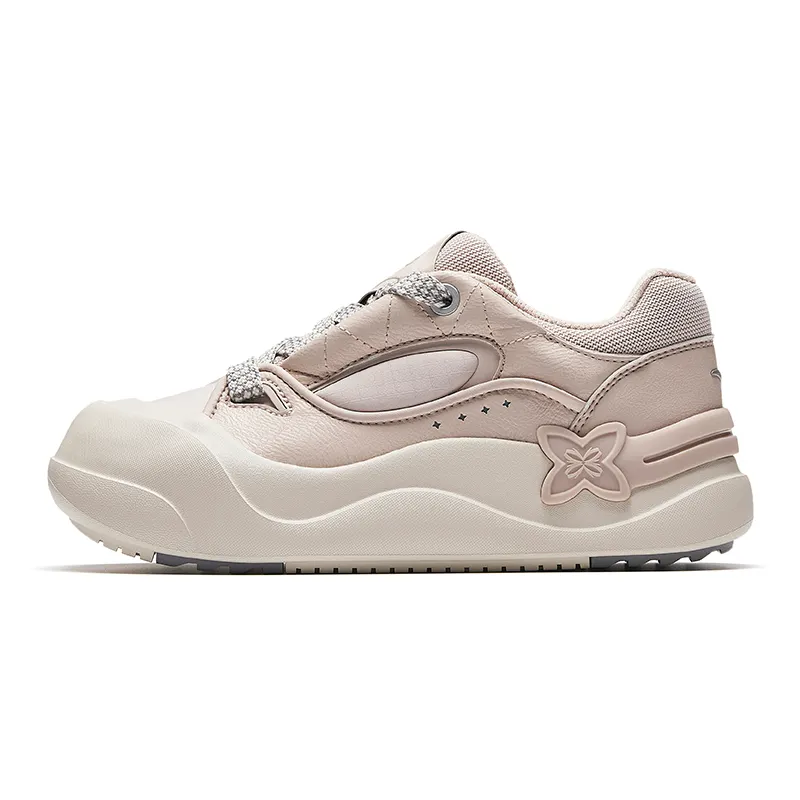 Anta Donut Abrasion Resistant Height Increasing Slip Resistant Low top Casual Shoes Women's Pink Gray