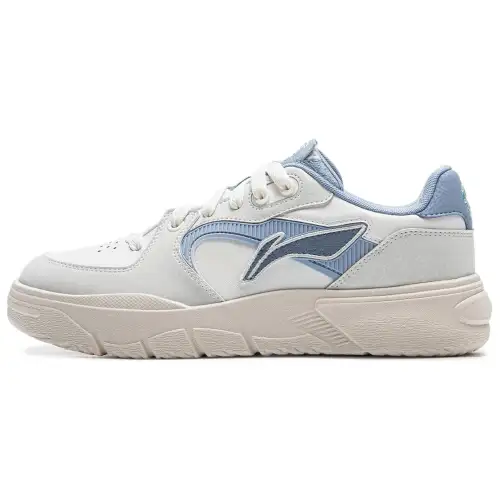 Li Ning Slip Resistant Abrasion Resistant Low top Casual Shoes Men's White Gray Blue