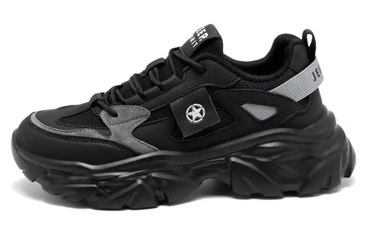 JEEP SPIRIT Breathable Lightweight Height Increasing Low top Casual Shoes Men's Black