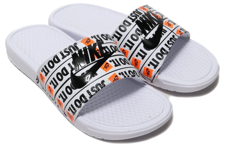 Мужские шлепанцы Nike Benassi JDI Print Just Do It (черно-белые) — Чёрный / белый — фото 3
