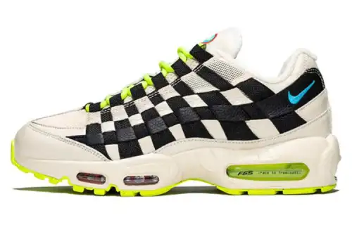 Nike Air Max 95 Abrasion Resistant Breathable Low top Sports Casual Shoes Men's White Black