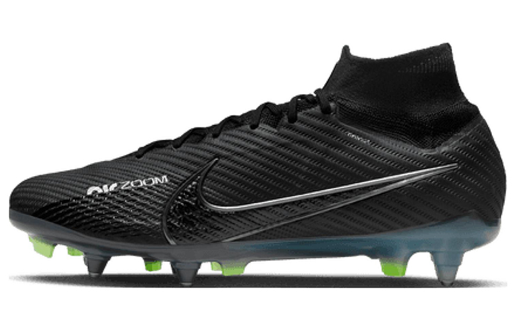 Nike Zoom Mercurial Superfly 9 Mercurial 15 Elite SG Pro SG (metal spikes) soft grass natural grass shock-absorbing anti-slip wear-resistant soft grass football shoes men's black