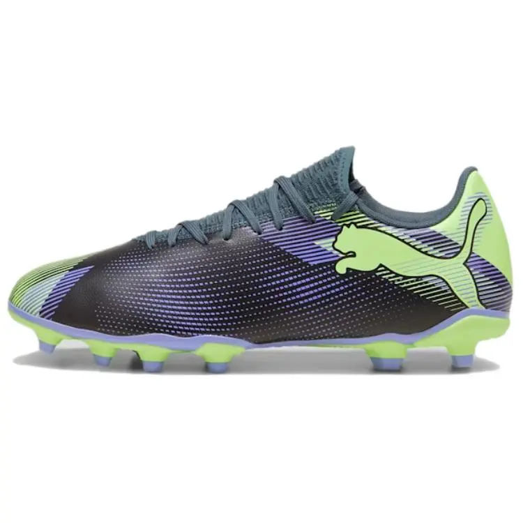PUMA FUTURE 7 PLAY FG Firm Ground Artificial Turf Abrasion Resistant Soccer Shoes Unisex Gray Purple Green