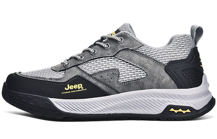Jeep Mesh, Leather Low top Casual Shoes Men's Gray