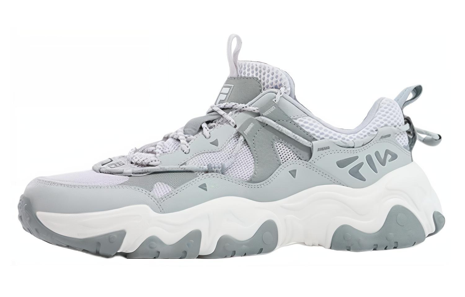 FILA FLUID 5 Cat Paw Shoes Abrasion Resistant Height Increasing Low top Casual Shoes Men's Gray White