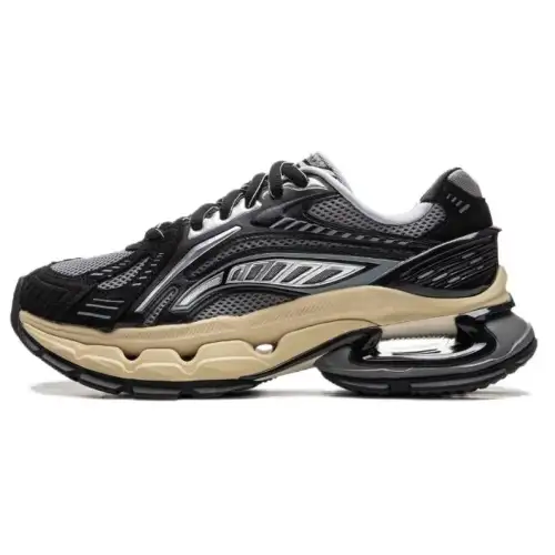 Li Ning Furious Rider Bow Comfortable And Breathable Cushioning, Wear Resistant Low top Casual Shoes Men's Black Gray