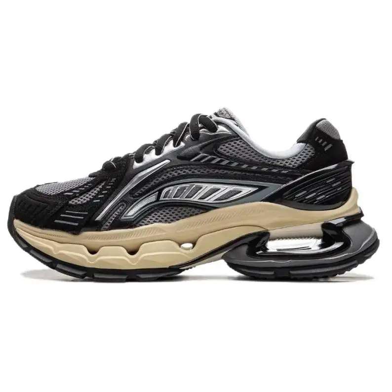 Li Ning Furious Rider Bow Comfortable And Breathable Cushioning, Wear Resistant Low top Casual Shoes Men's Black Gray