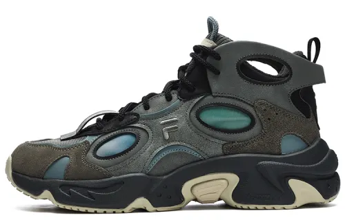 FILA FUSION Raccoon Mid We Fleece Lined Fashion Trend Sports Mid top Casual Shoes Men's Beaver Gray Olive