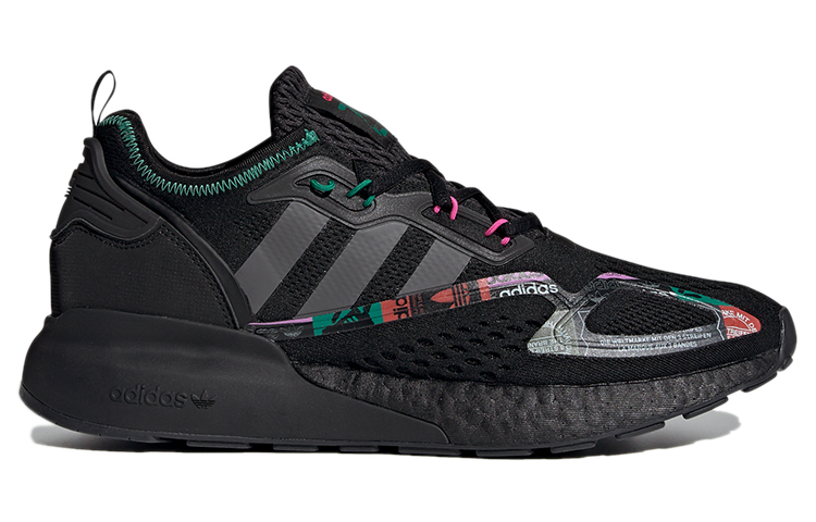 Кроссовки adidas originals ZX 2K Boost (черно-зелено-серые) — Чёрный / зелёный / серый — фото 2