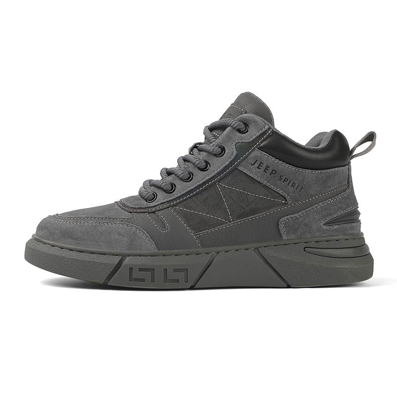 JEEP SPIRIT Abrasion Resistant Waterproof Lightweight Mid top Casual Shoes Men's Climbing Gray