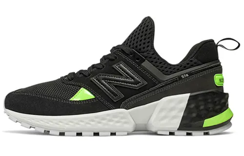 New Balance 574 Sport Suede Trainers Black/Green