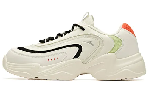 ANTA Casual Shoes Men's Low Top Ivory White Black/Neon Pink Green