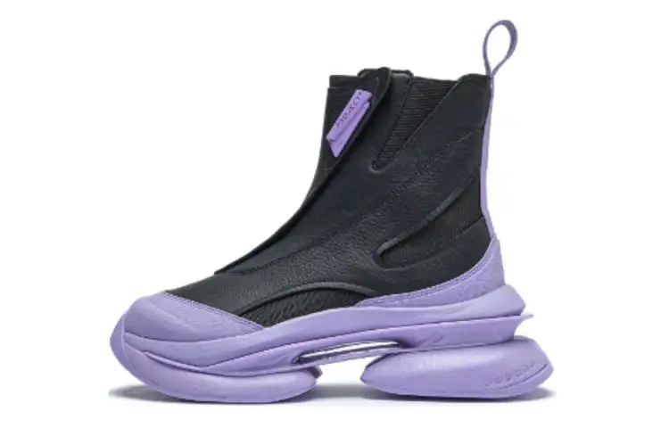 Li Ning Sports Life Collection Cushioning Slip Resistant High top Casual Shoes Women's Black Purple