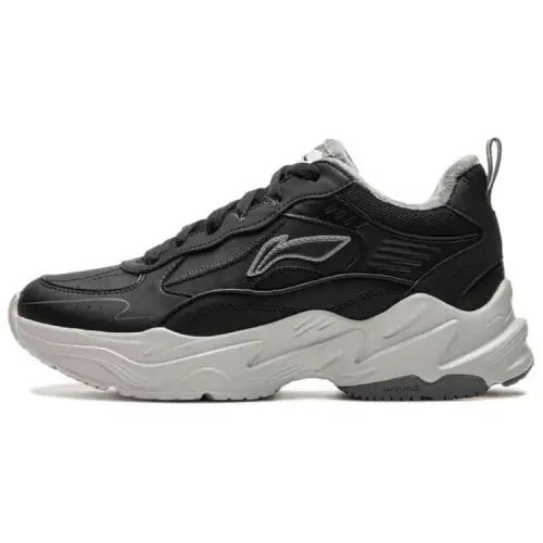 Li Ning Defender Fleece Lined, Comfortable Versatile Abrasion Resistant Cushioning Thermal Low top Casual Shoes Women's