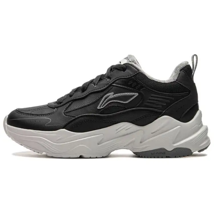 Li Ning Defender Fleece Lined, Comfortable Versatile Abrasion Resistant Cushioning Thermal Low top Casual Shoes Women's
