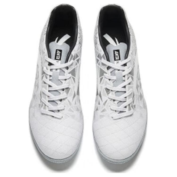 Anta TF Turf Artificial Turf Slip Resistant Abrasion Resistant Soccer Shoes Men’s White Gray